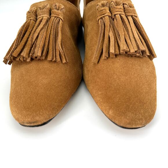 ZARA Suede Leather Tan Tassels Loafer Flats EU 38 - Picture 4 of 9